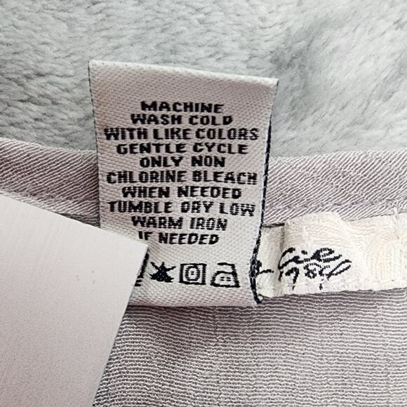 American Rag Top Womens L Gray Blue Beaded Embroidered Cold Shoulder Drawstring - Picture 6 of 9